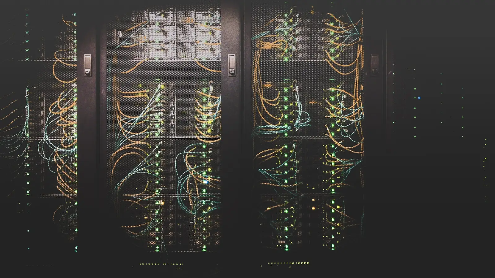 Server racks and structured cabling in a machine room