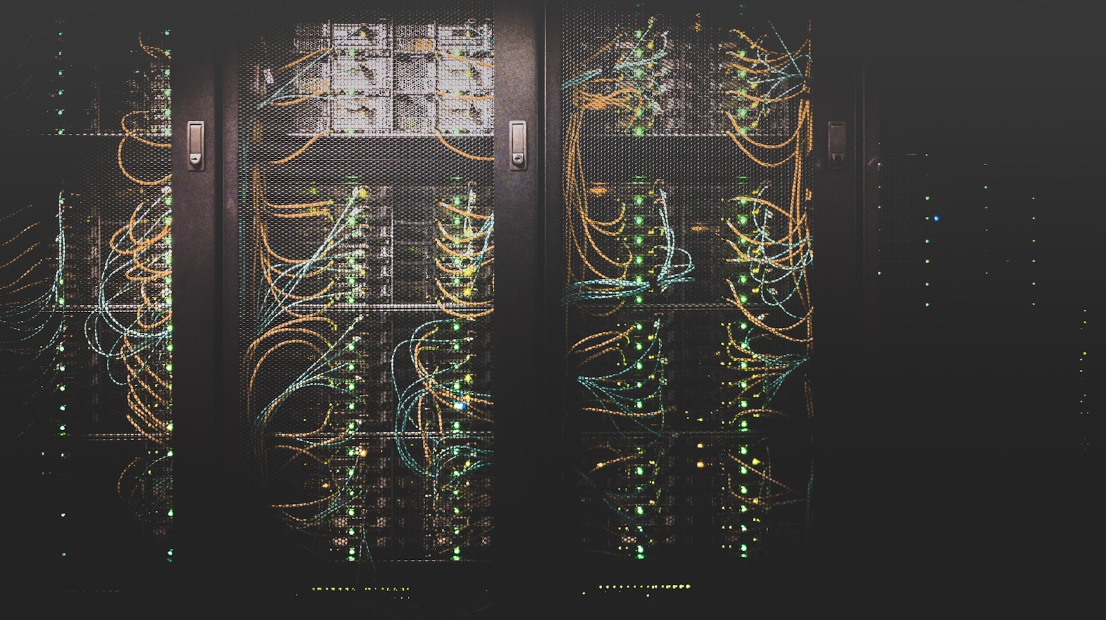 Server racks and structured cabling in a machine room