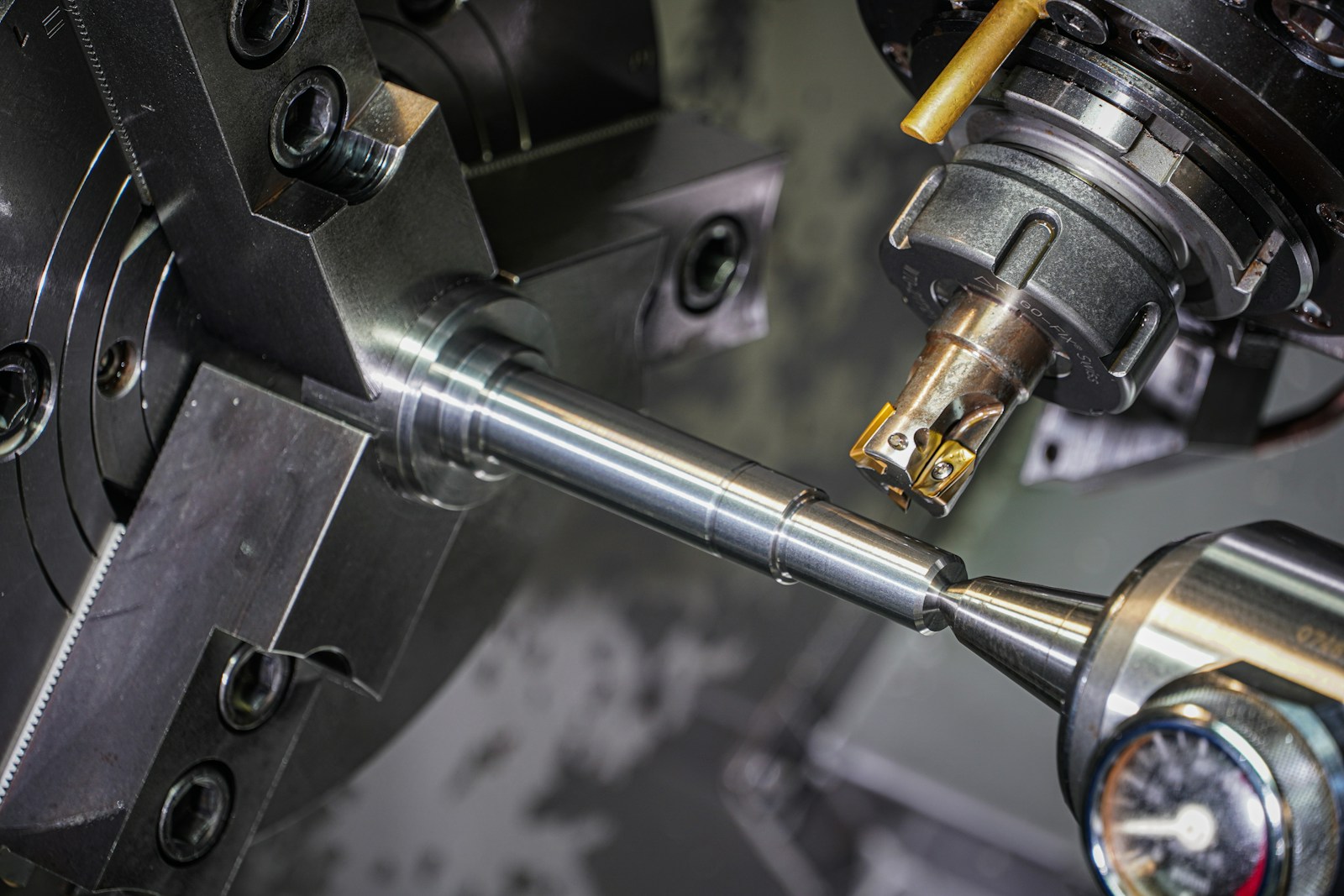 Metal parts being machined on a shop floor